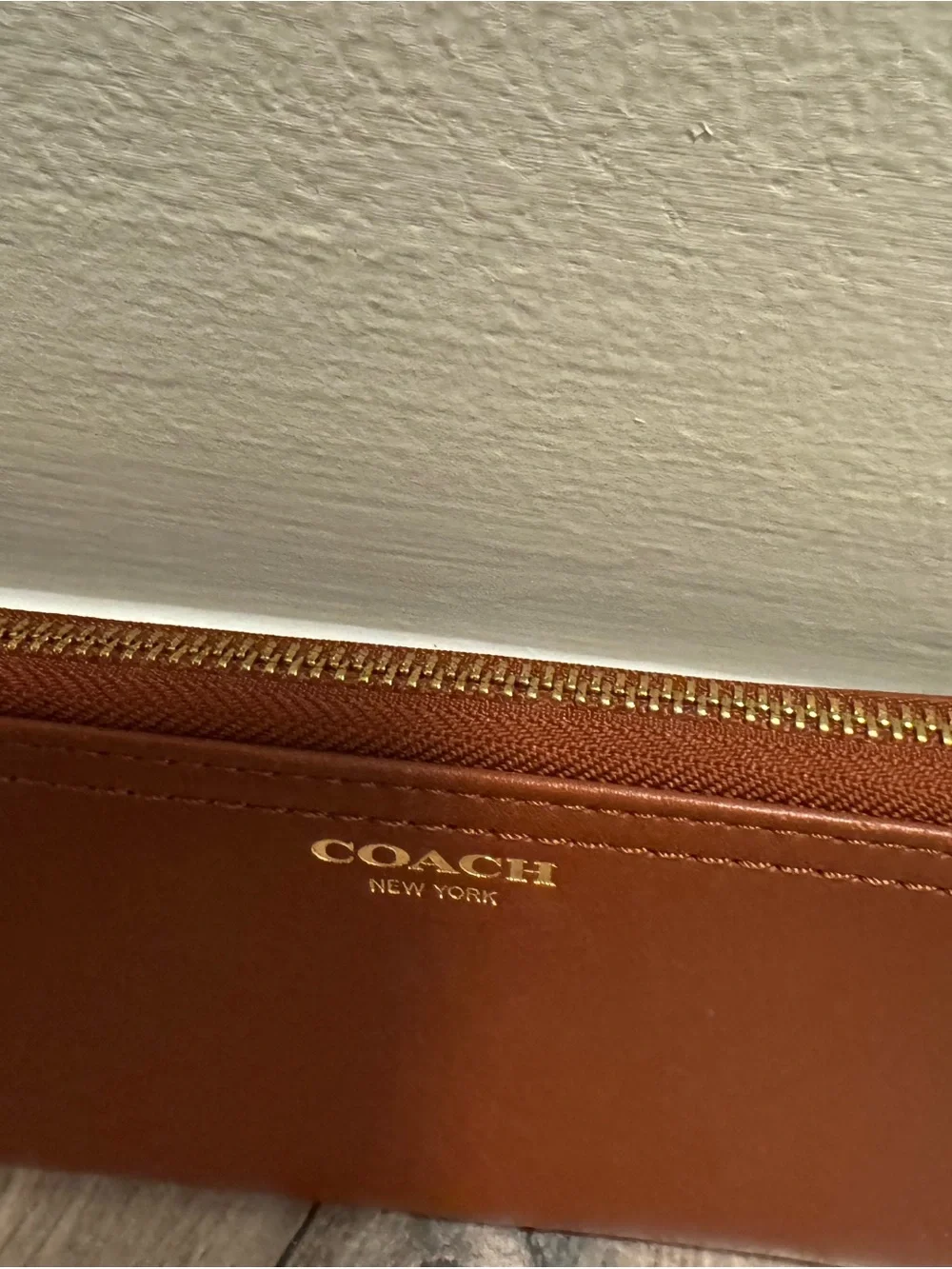 Coach Continental Zip Wallet in Chestnut Brown with Gold Hardware